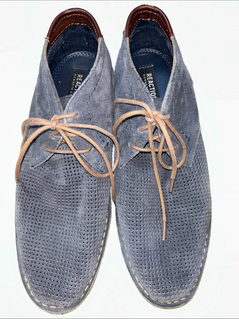 Kenneth Cole Reaction Desert Hill Gray Perforated Suede Chukka Boots